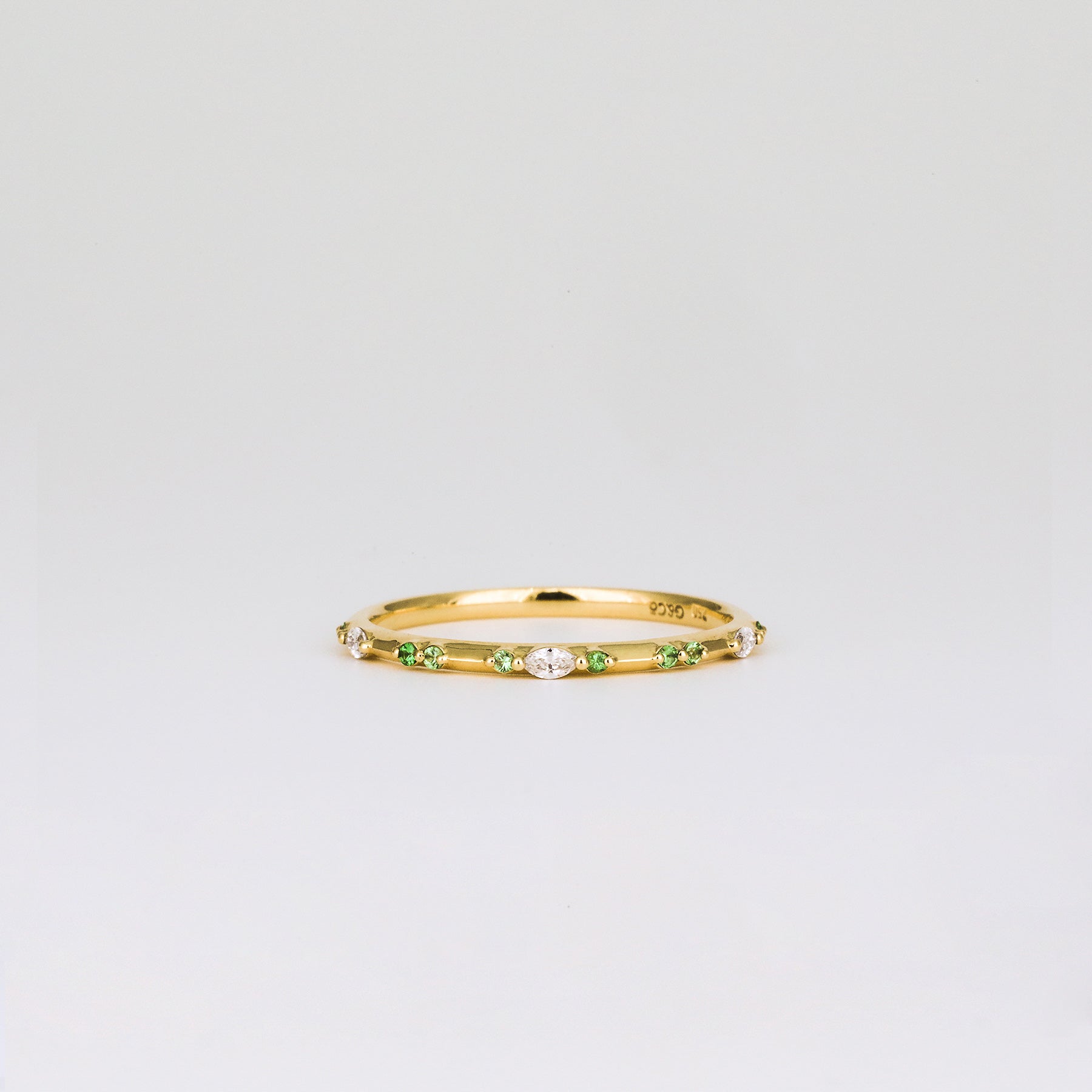 Amelie Coloured Sapphire Wedding Band | Cornflower Blue, Pink, Teal & Tsavorite Garnet