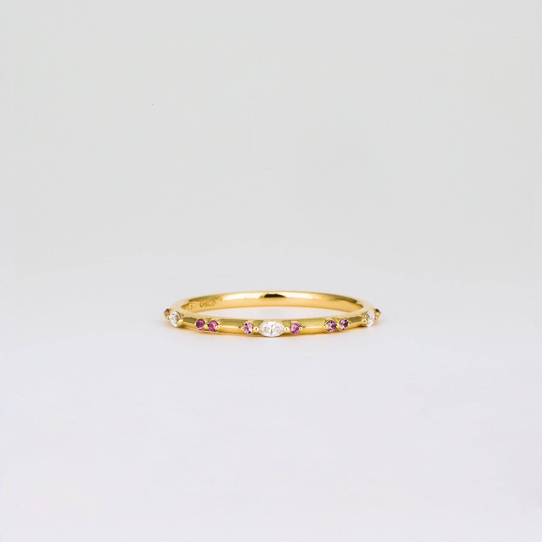 Amelie Coloured Sapphire Wedding Band | Cornflower Blue, Pink, Teal & Tsavorite Garnet