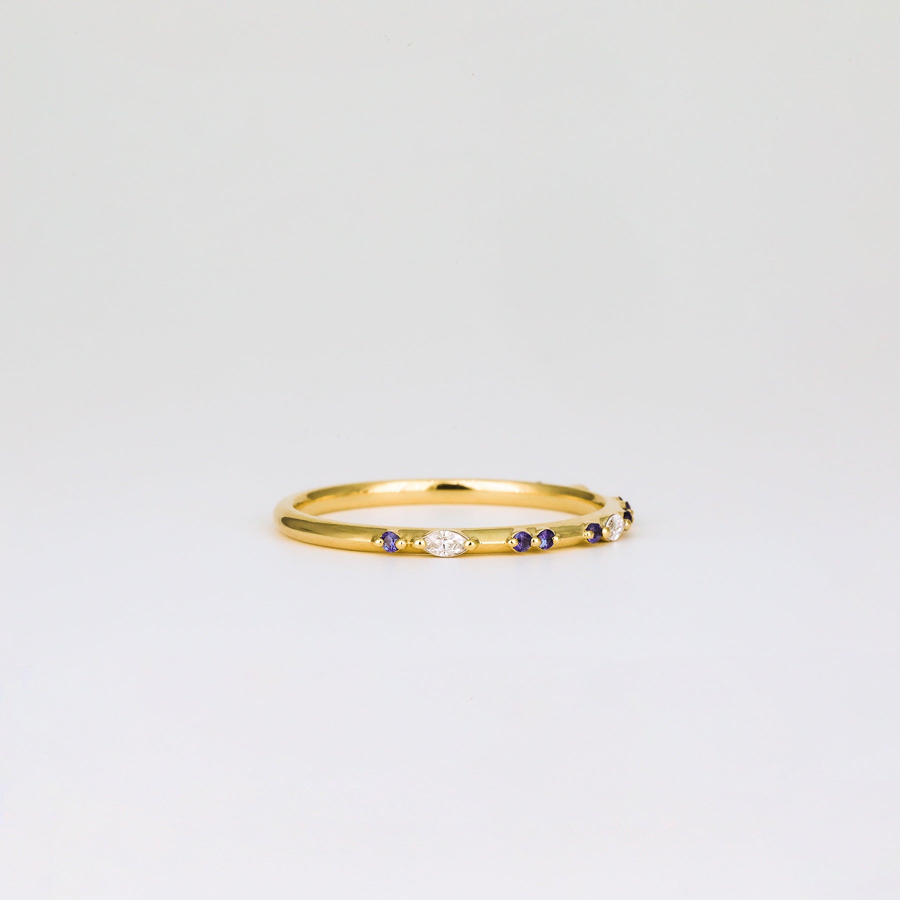 Amelie Coloured Sapphire Wedding Band | Cornflower Blue, Pink, Teal & Tsavorite Garnet