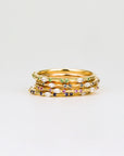Amelie Coloured Sapphire Wedding Band | Cornflower Blue, Pink, Teal & Tsavorite Garnet