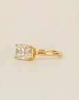 Aaren East-West Radiant Cut 2.38ct Lab Grown Diamond Solitaire Ring in Yellow Gold