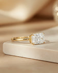 Aaren East-West Radiant Cut 2.38ct Lab Grown Diamond Solitaire Ring in Yellow Gold
