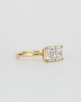 Aaren East-West Radiant Cut 2.38ct Lab Grown Diamond Solitaire Ring in Yellow Gold