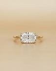 Aaren East-West Radiant Cut 2.38ct Lab Grown Diamond Solitaire Ring in Yellow Gold