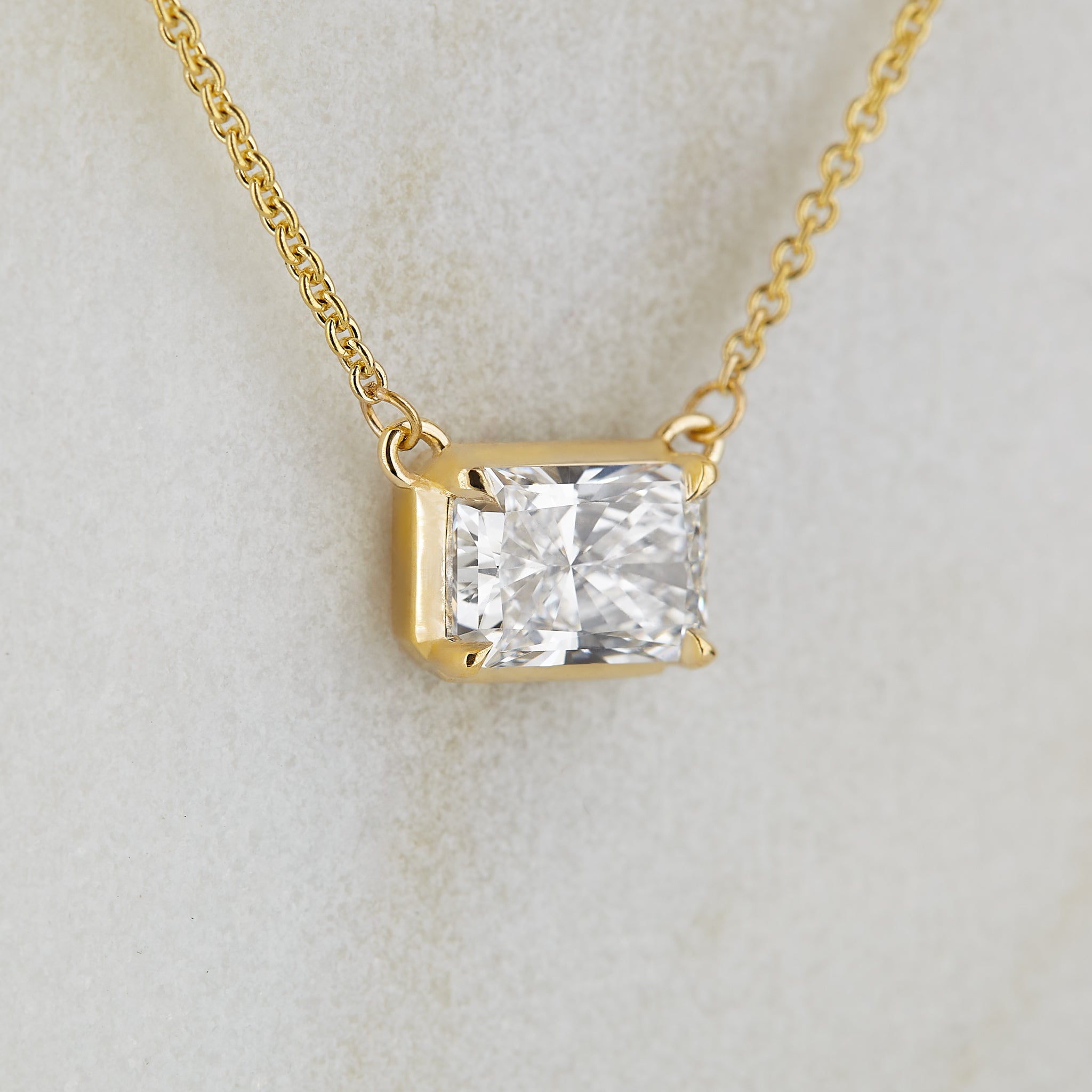 Aaren East-West Radiant 0.66 Lab Diamond Necklace in Yellow Gold