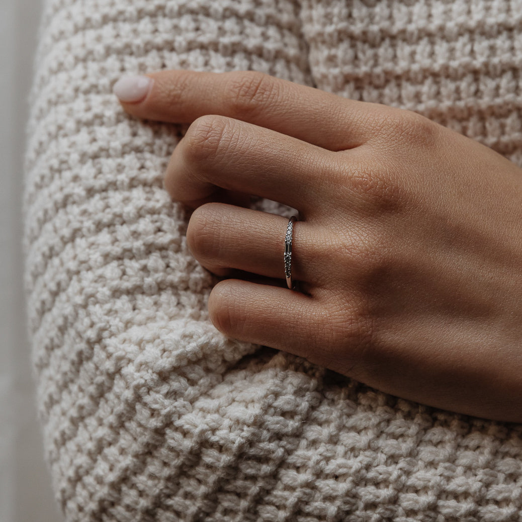 Adaline East-West Baguette and Brilliant Cut Diamonds Wedding Band