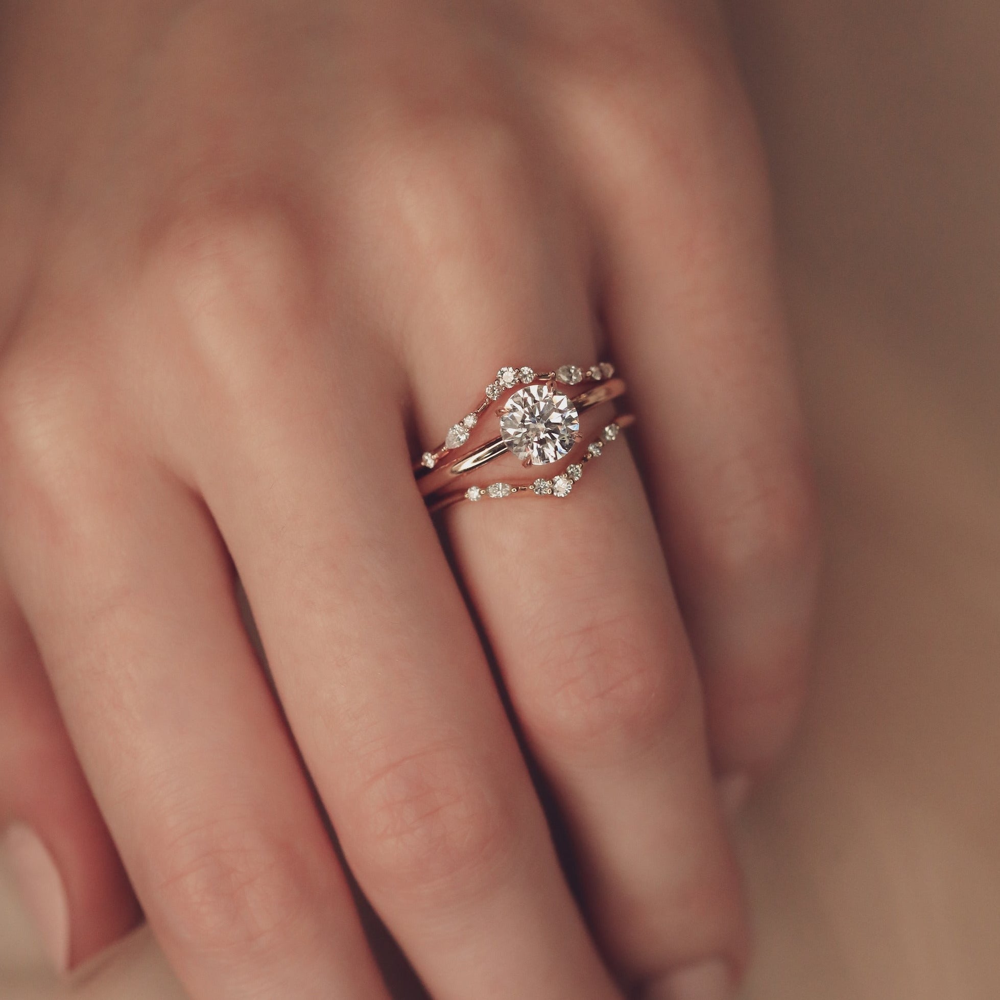 Amelie V-Shaped Diamond Wedding Band | Round & Marquise Cut