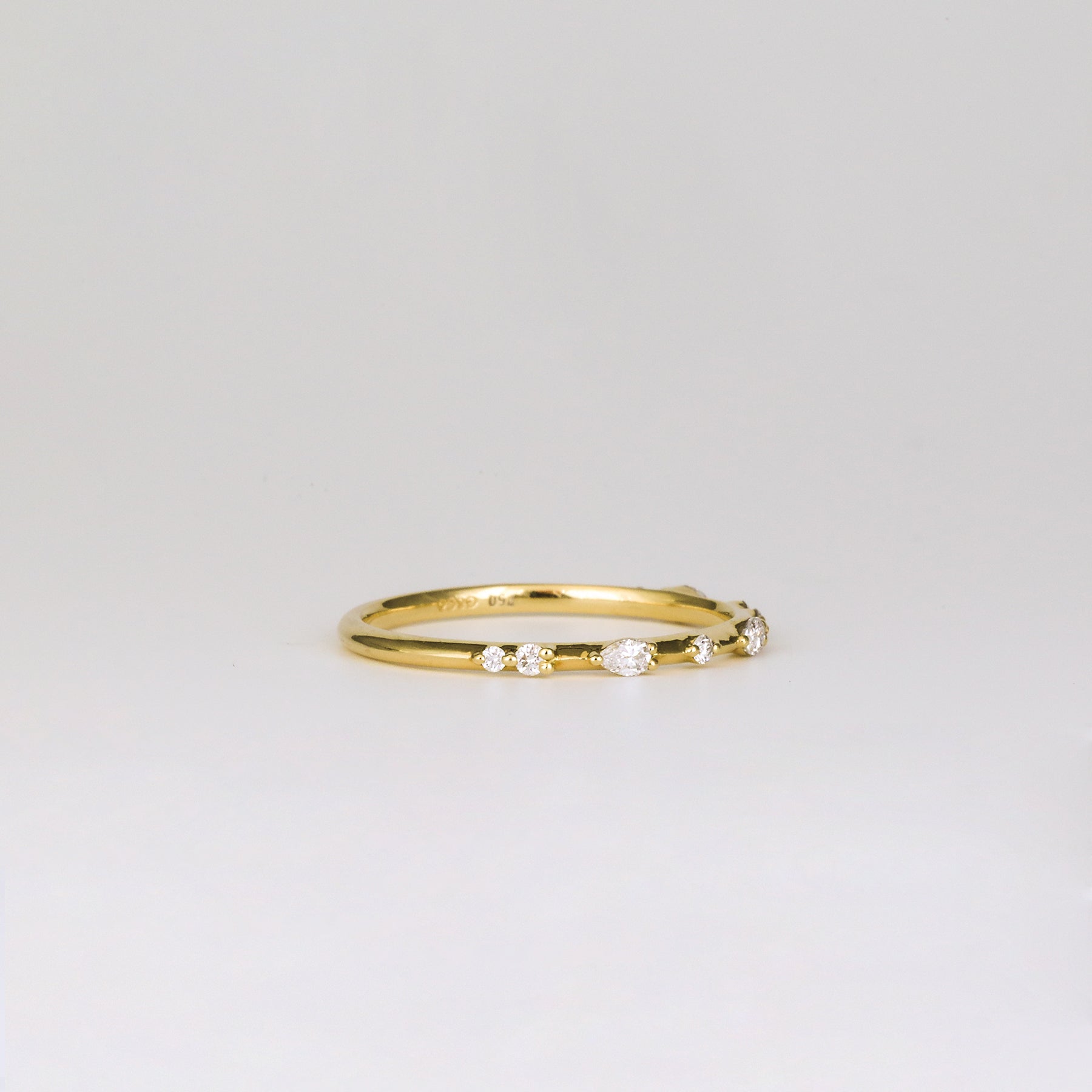 Amelie Straight Diamond Wedding Band | Round & Pear Cut