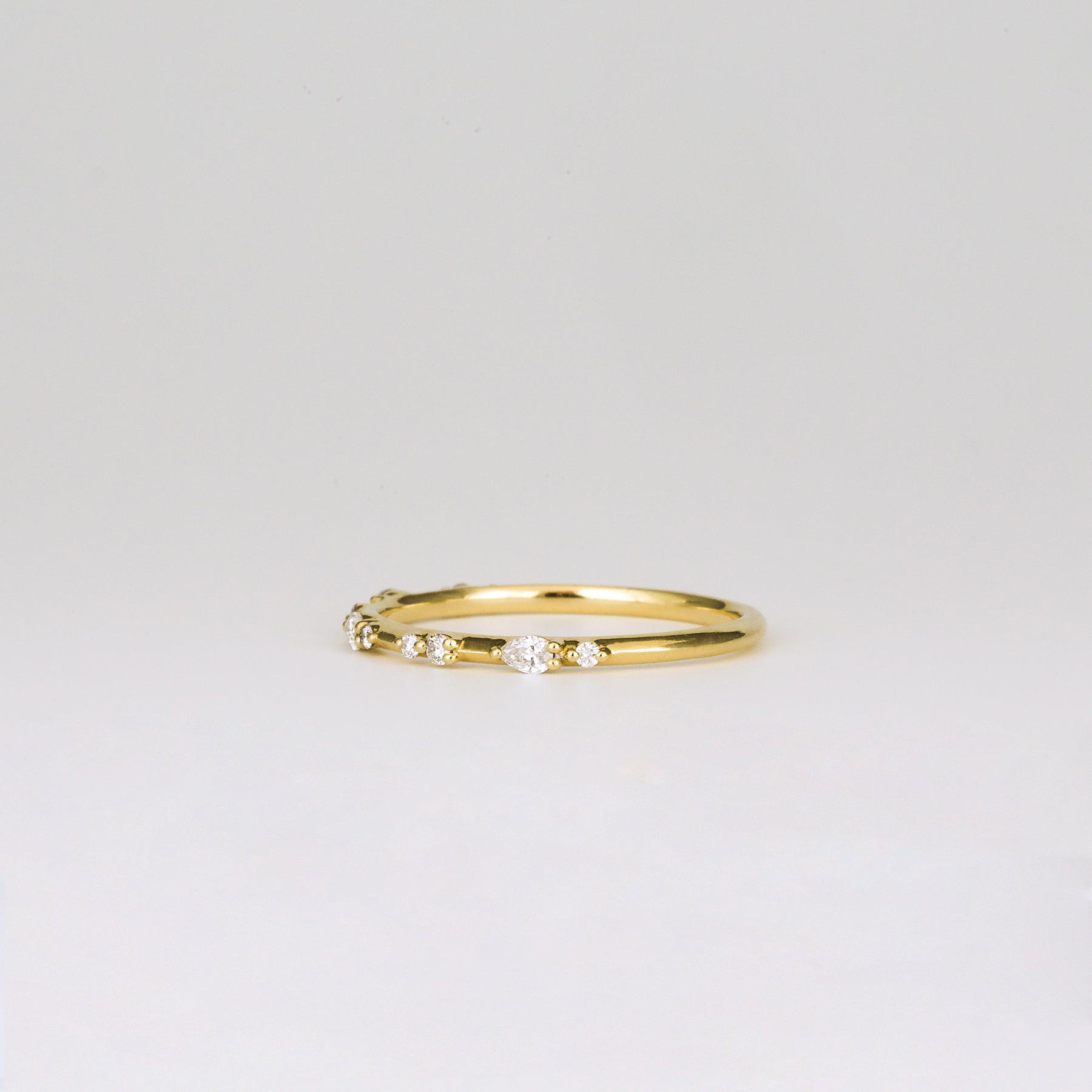 Amelie Straight Diamond Wedding Band | Round & Pear Cut