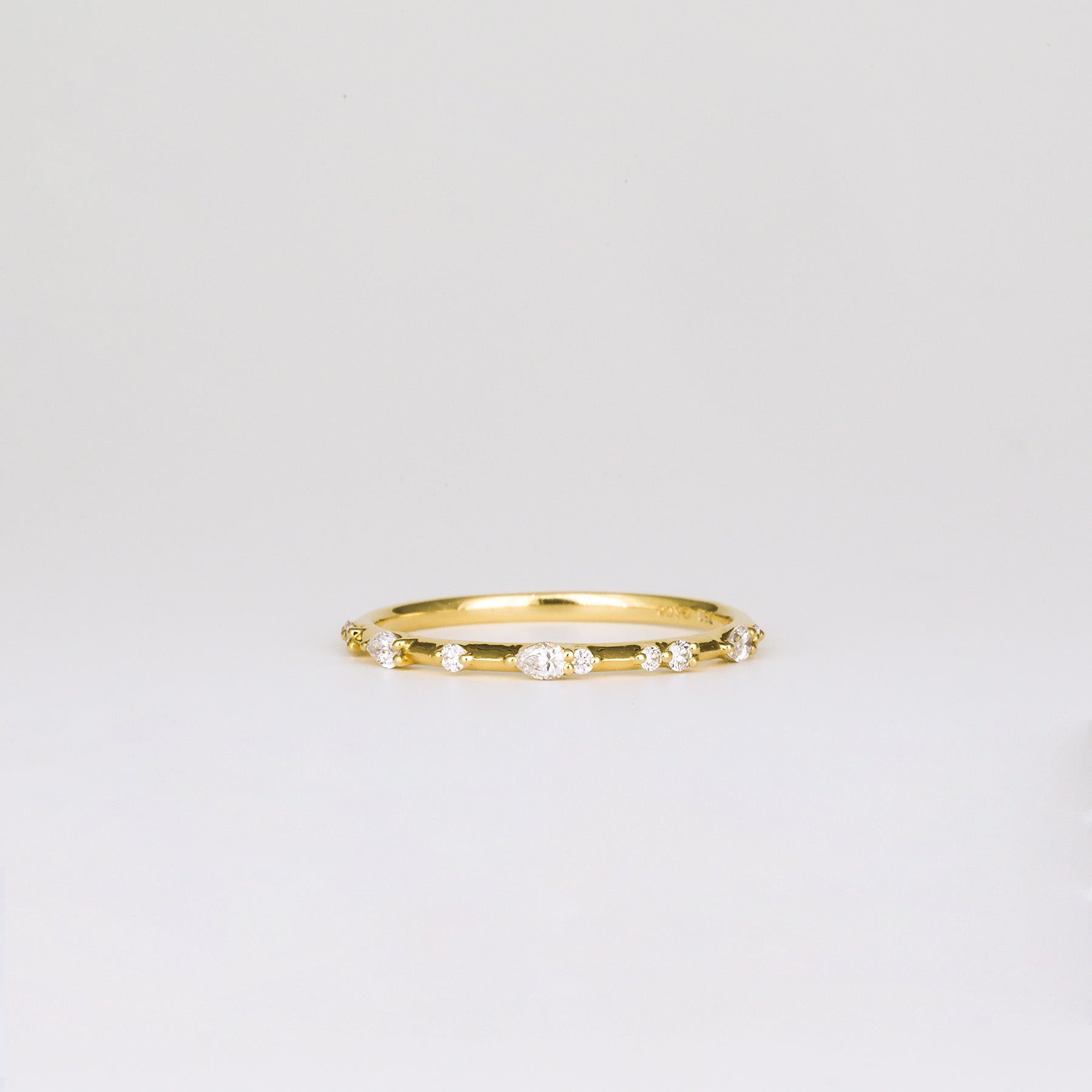 Amelie Straight Diamond Wedding Band | Round & Pear Cut