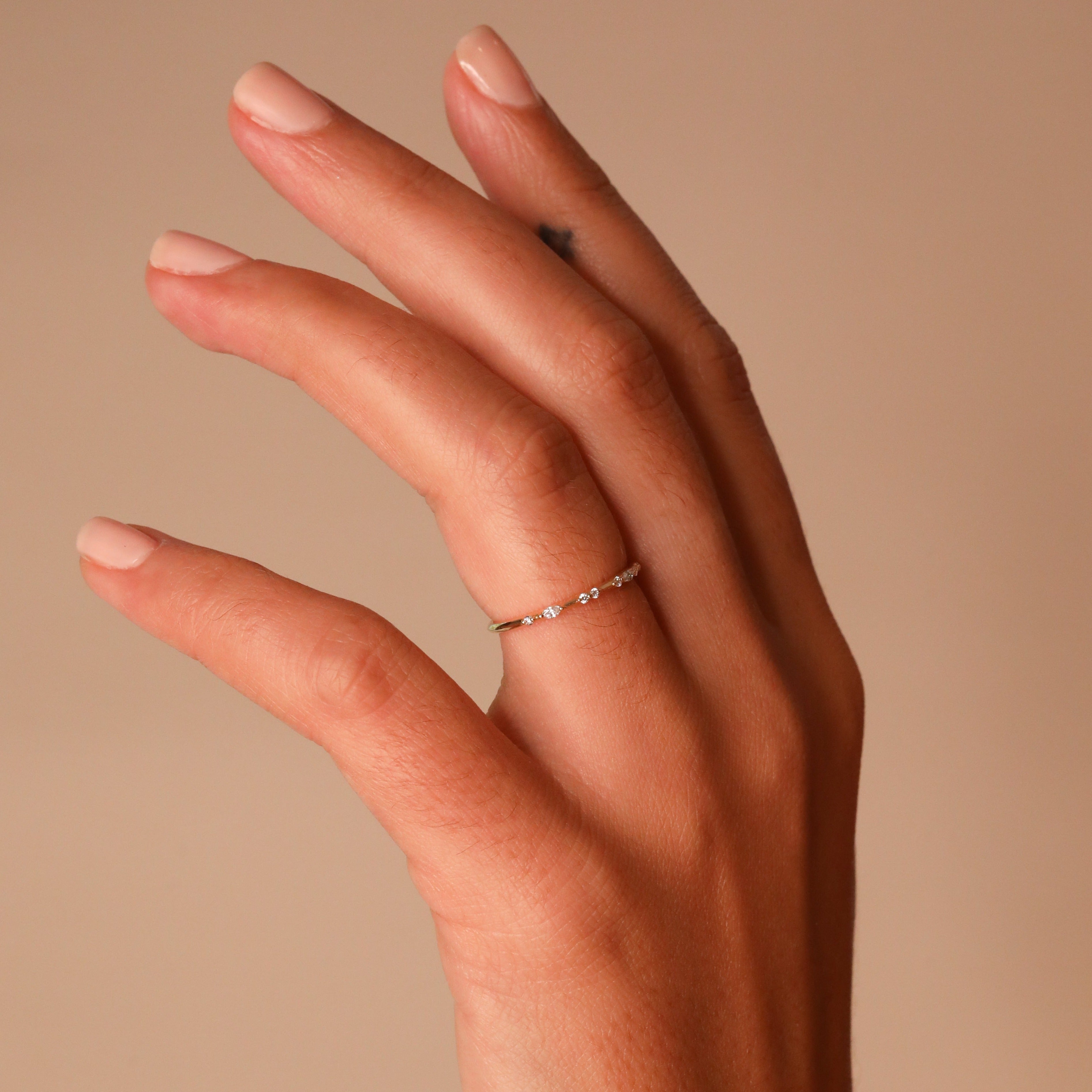 Amelie Straight Diamond Wedding Band | Round & Marquise Cut