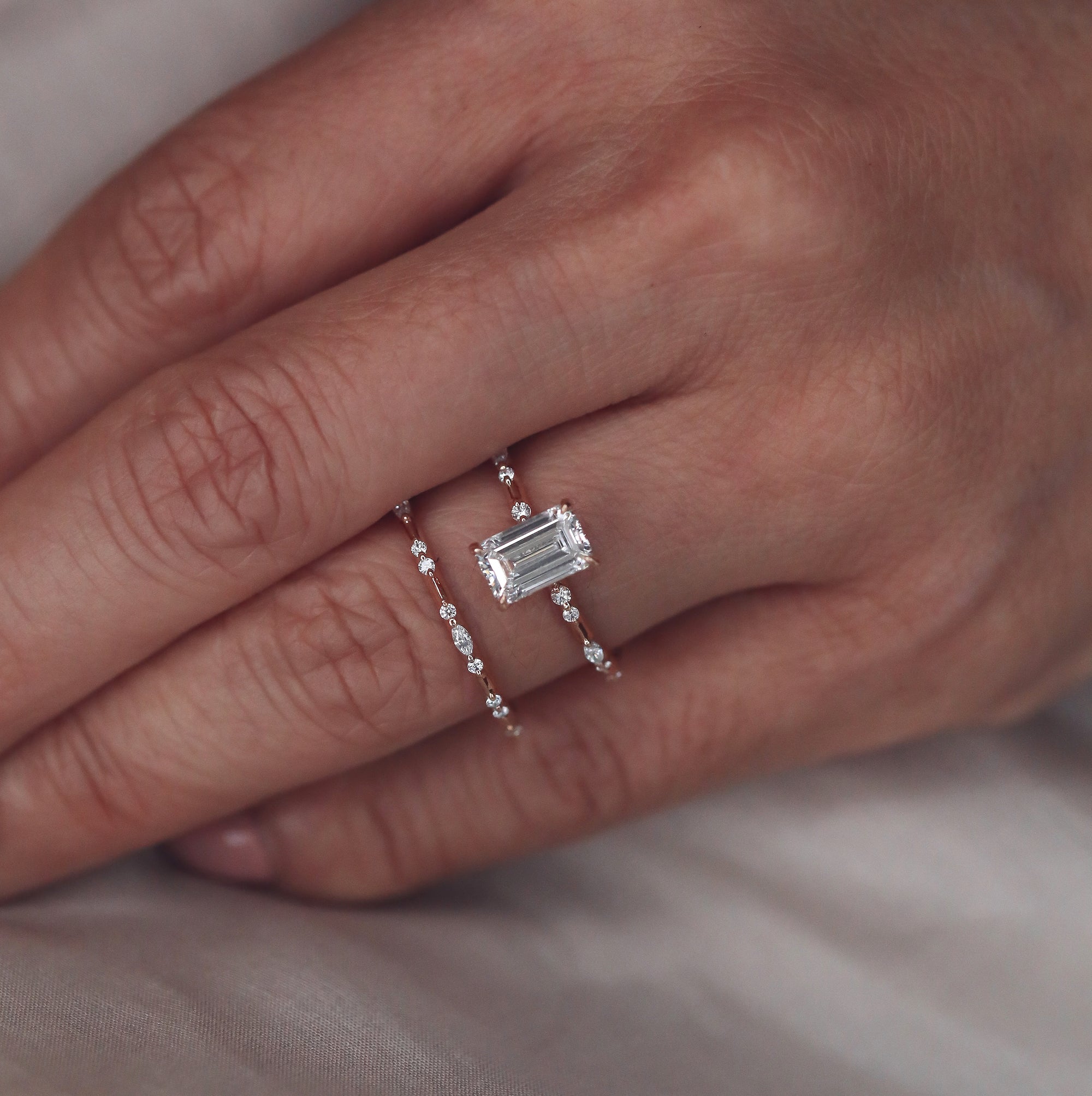 Amelie Straight Diamond Wedding Band | Round & Marquise Cut