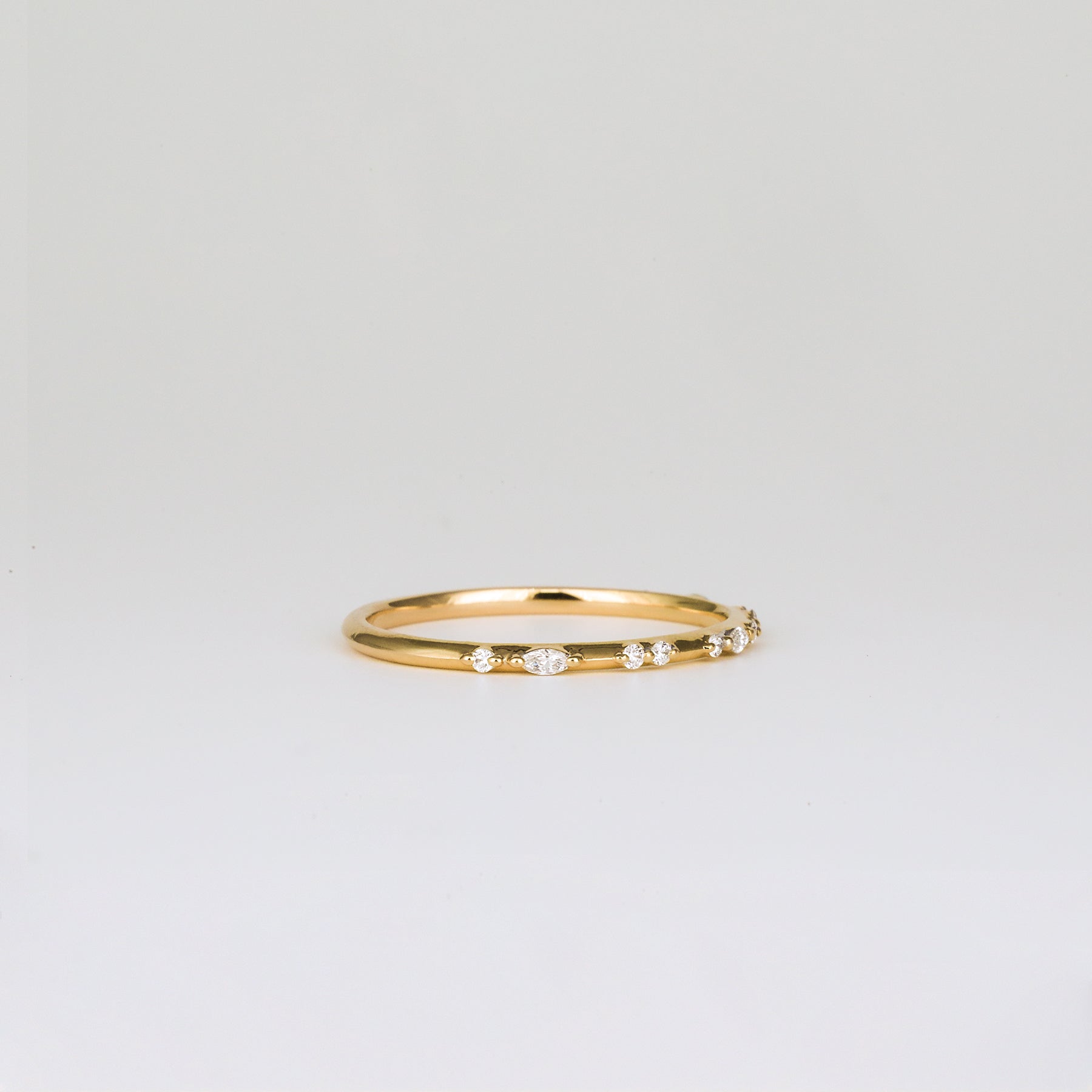 Amelie Straight Diamond Wedding Band | Round & Marquise Cut
