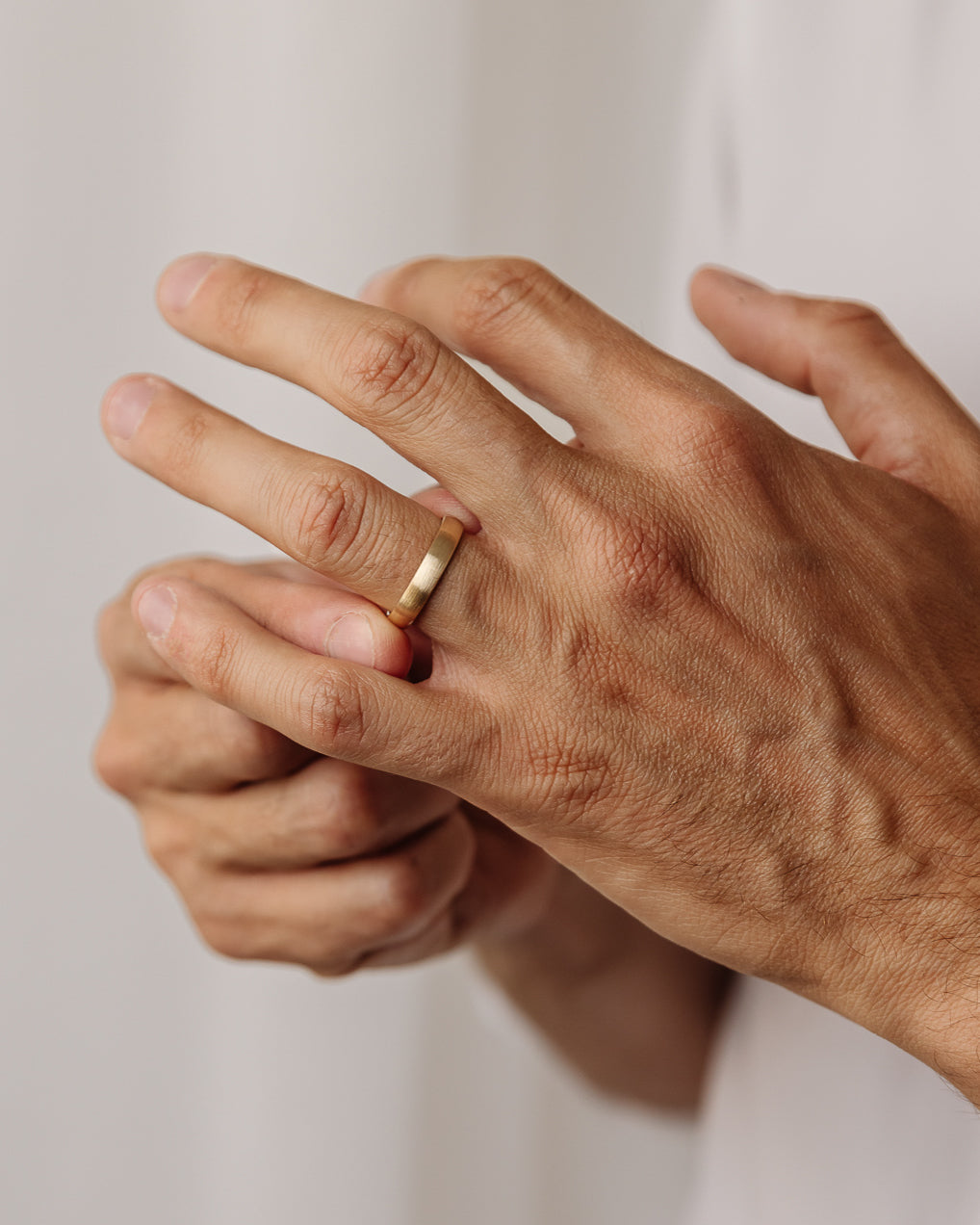 Minimalist Mens Gold Engagement Bands Comfort Matte