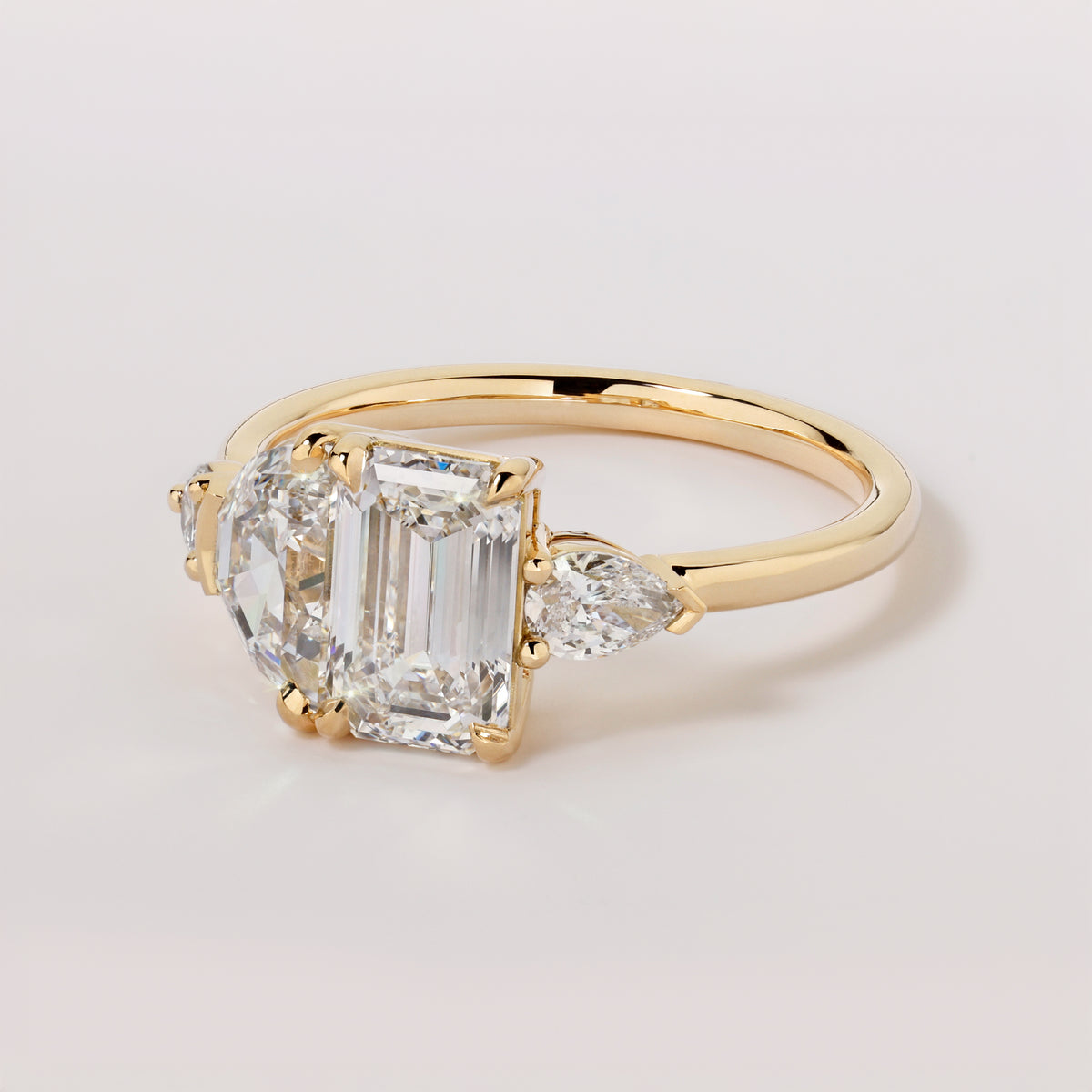 Toi Et Moi Cluster Emerald and Half Moon Lab Grown Diamonds