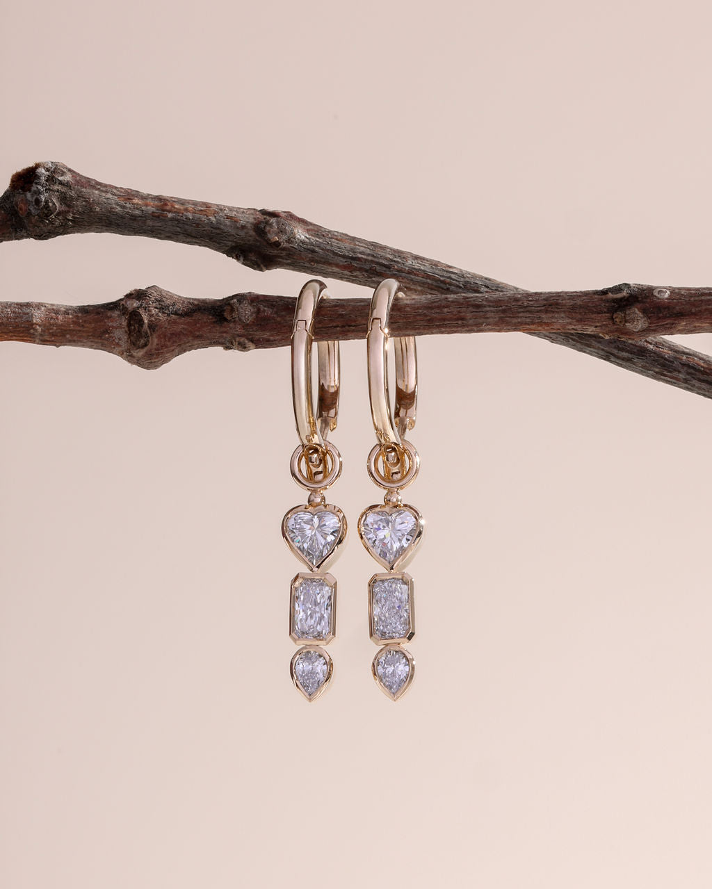 Hoop Dagger Heart Drop Earrings