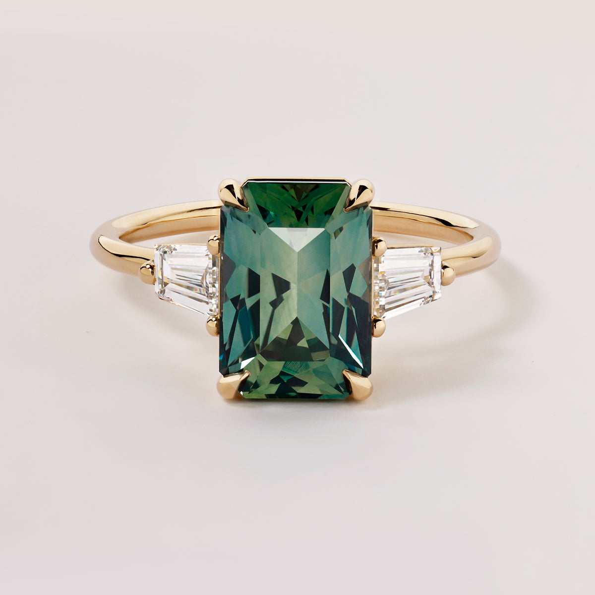 Odessa Emerald Cut 3.98ct Teal Madagascan Sapphire