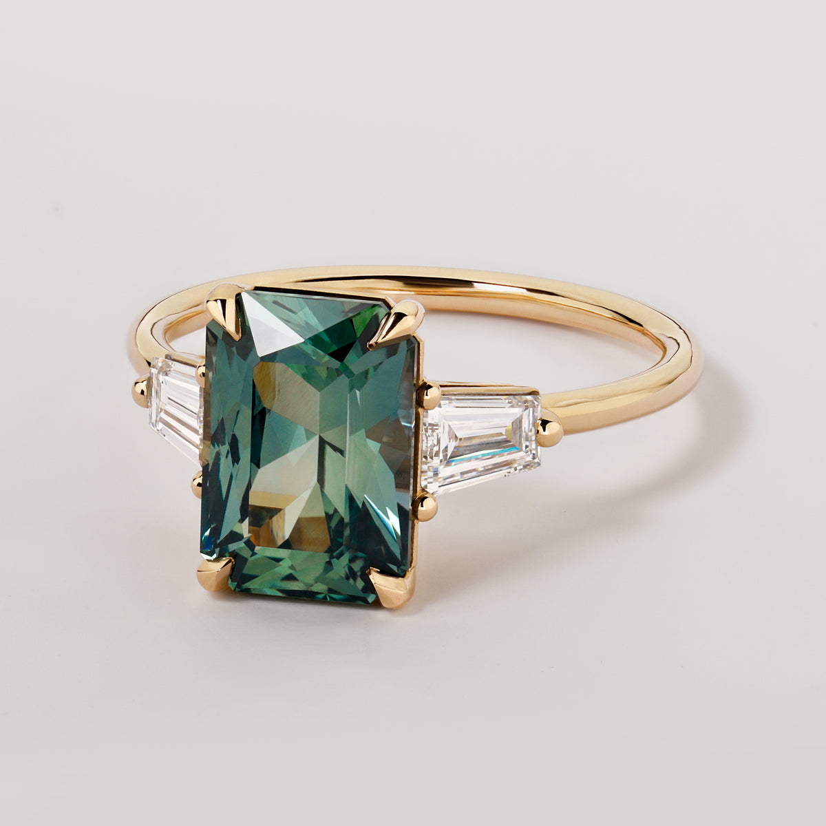 Odessa Emerald Cut 3.98ct Teal Madagascan Sapphire