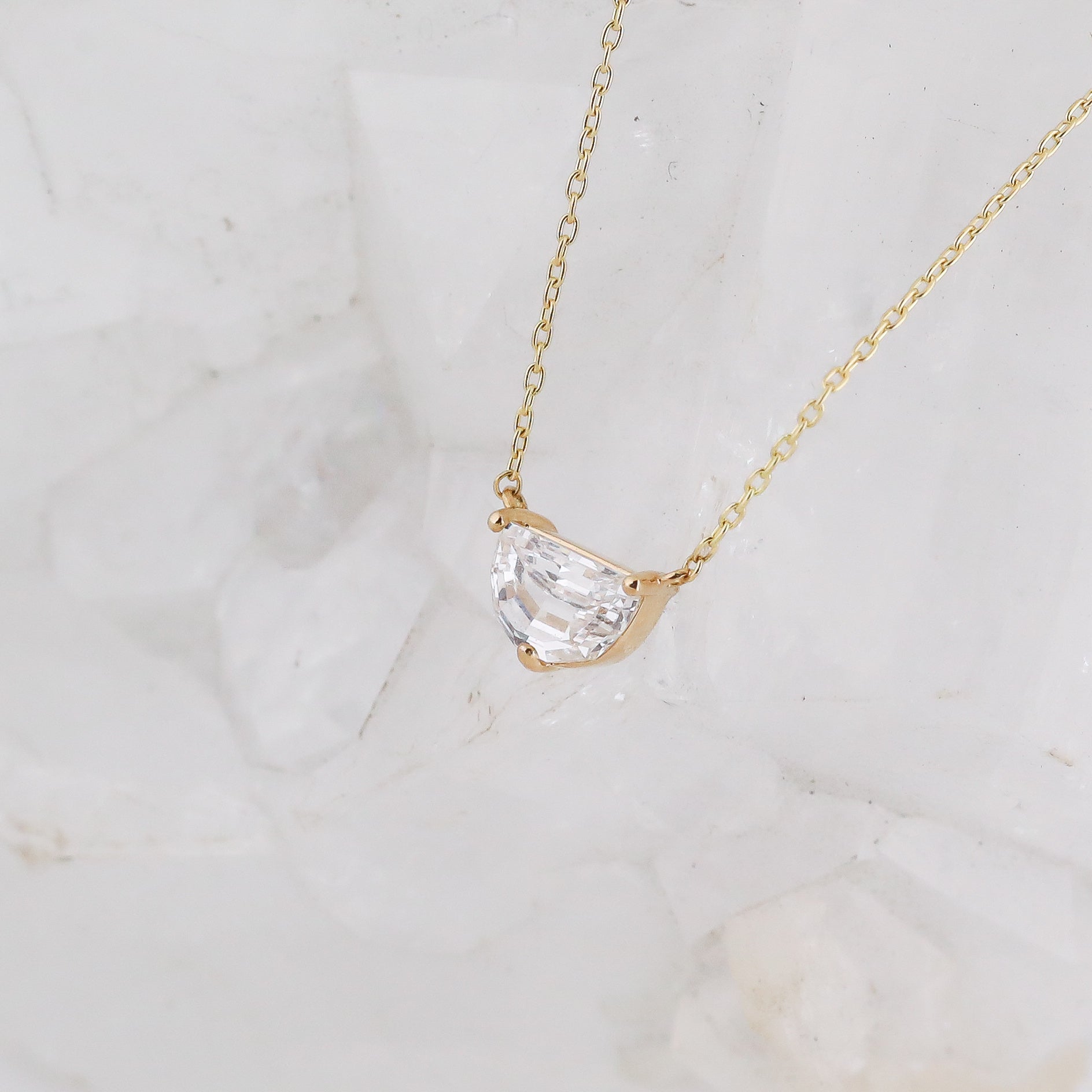 Maddox Half Moon Diamond Necklace – Grew Co - Main Image
