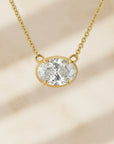 Aaren East-West Oval 0.6ct Lab Diamond Necklace Diamond in Yellow Gold