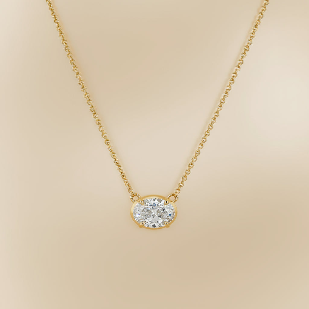 Aaren East-West Oval 0.6ct Lab Diamond Necklace Diamond in Yellow Gold