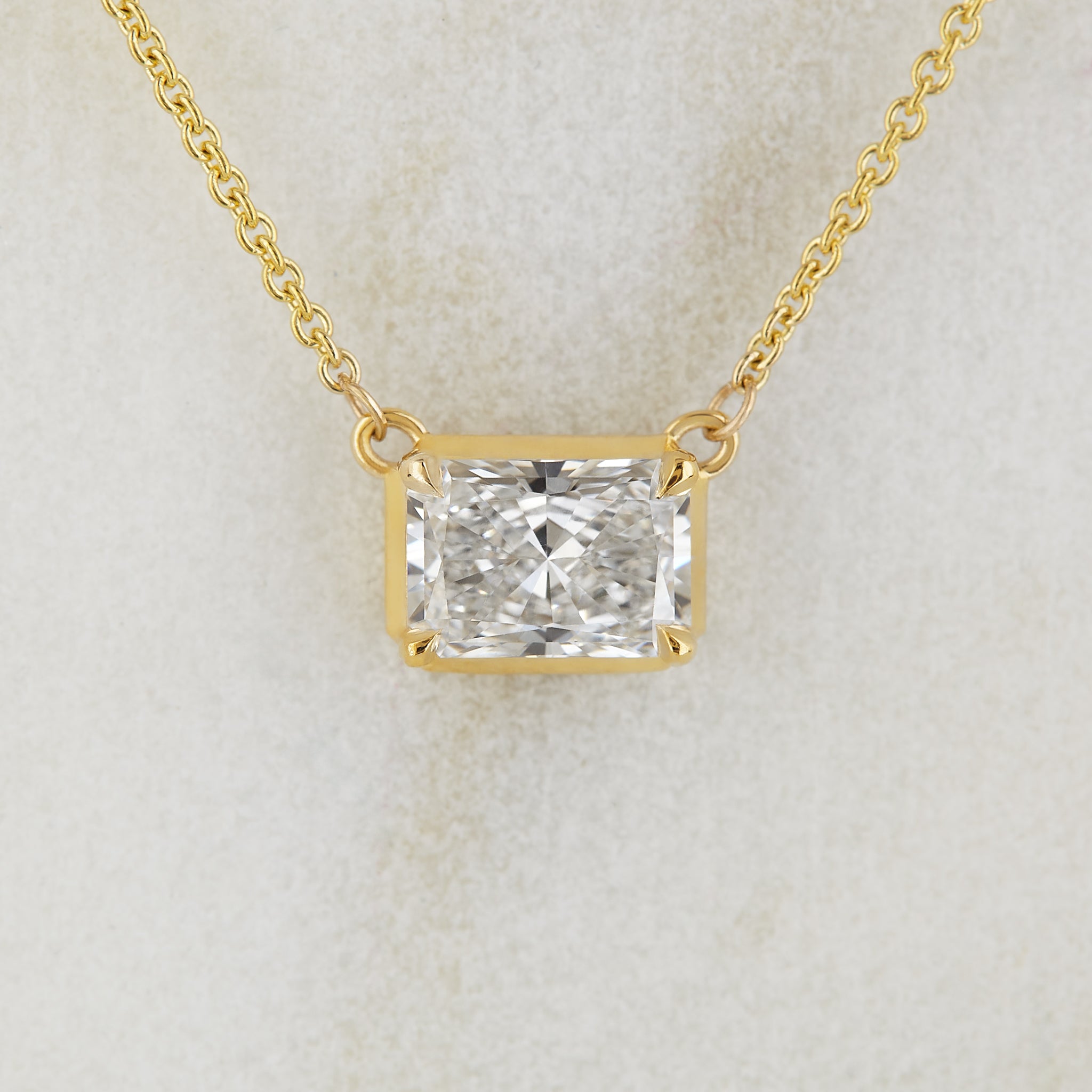Aaren East-West Radiant 0.66 Lab Diamond Necklace in Yellow Gold