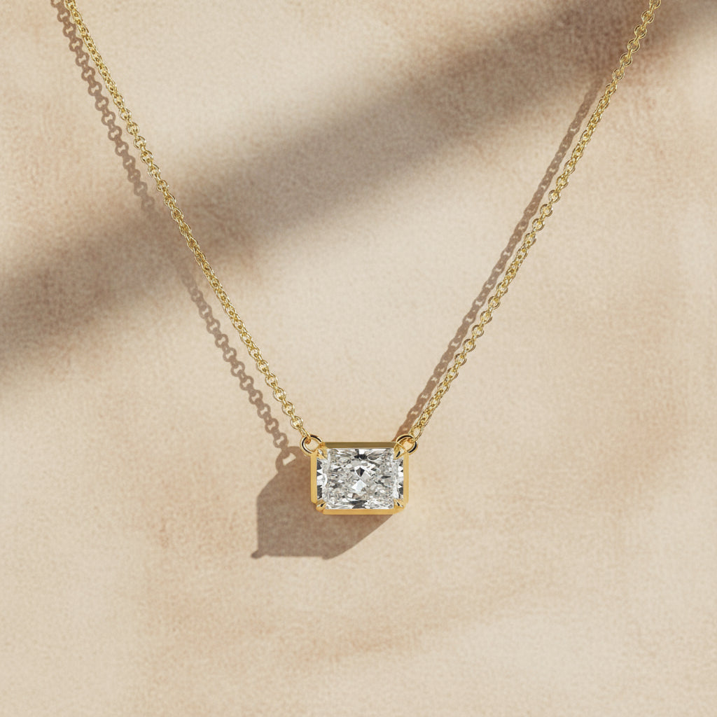 Aaren East-West Radiant 0.66 Lab Diamond Necklace in Yellow Gold