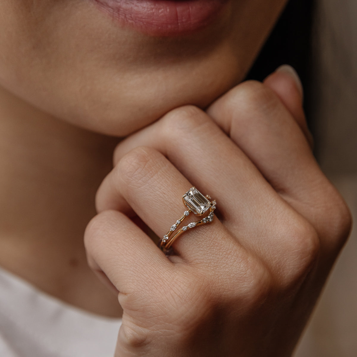 Amelie V-Shaped Diamond Wedding Band | Round & Marquise Cut