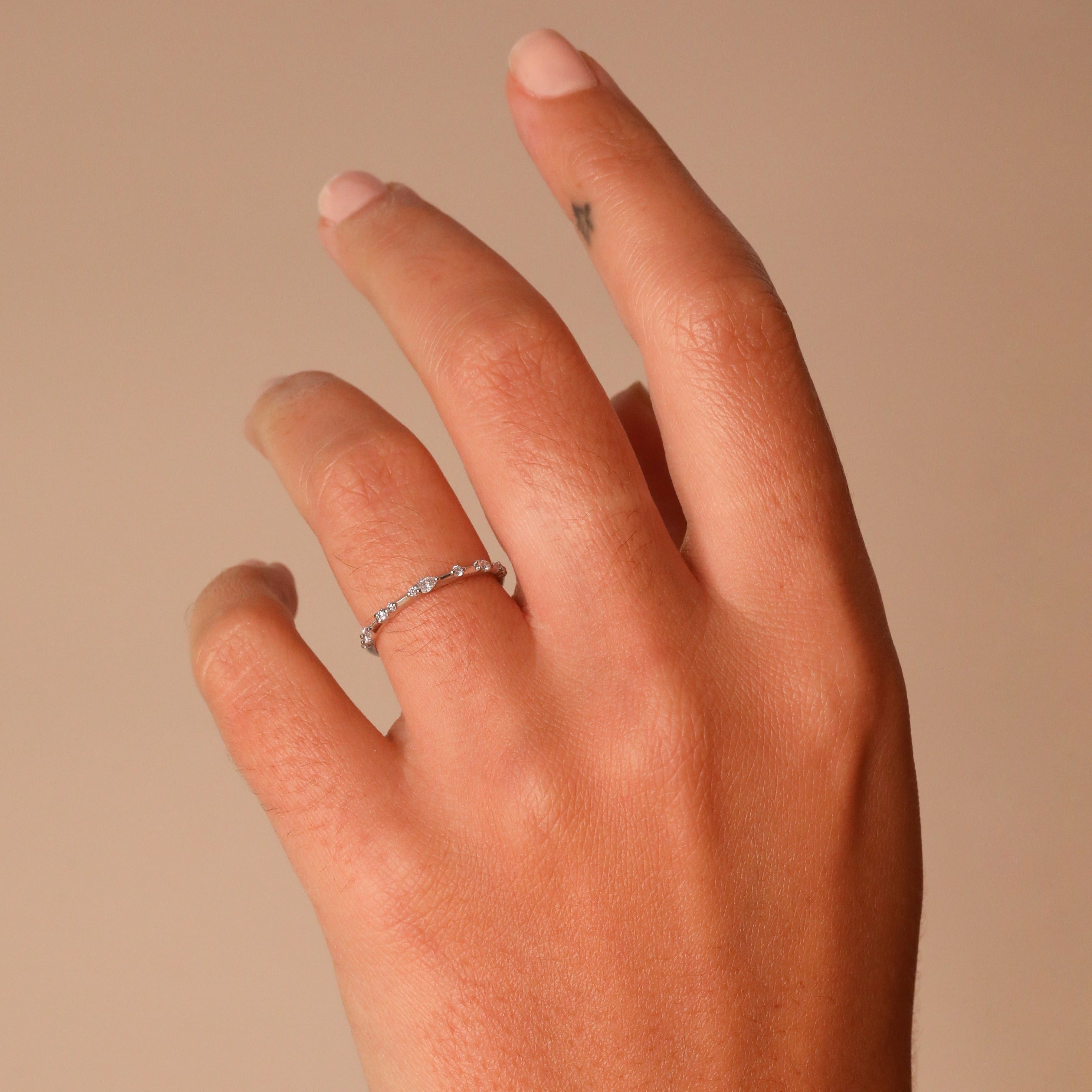 Amelie Straight Diamond Wedding Band | Round & Pear Cut
