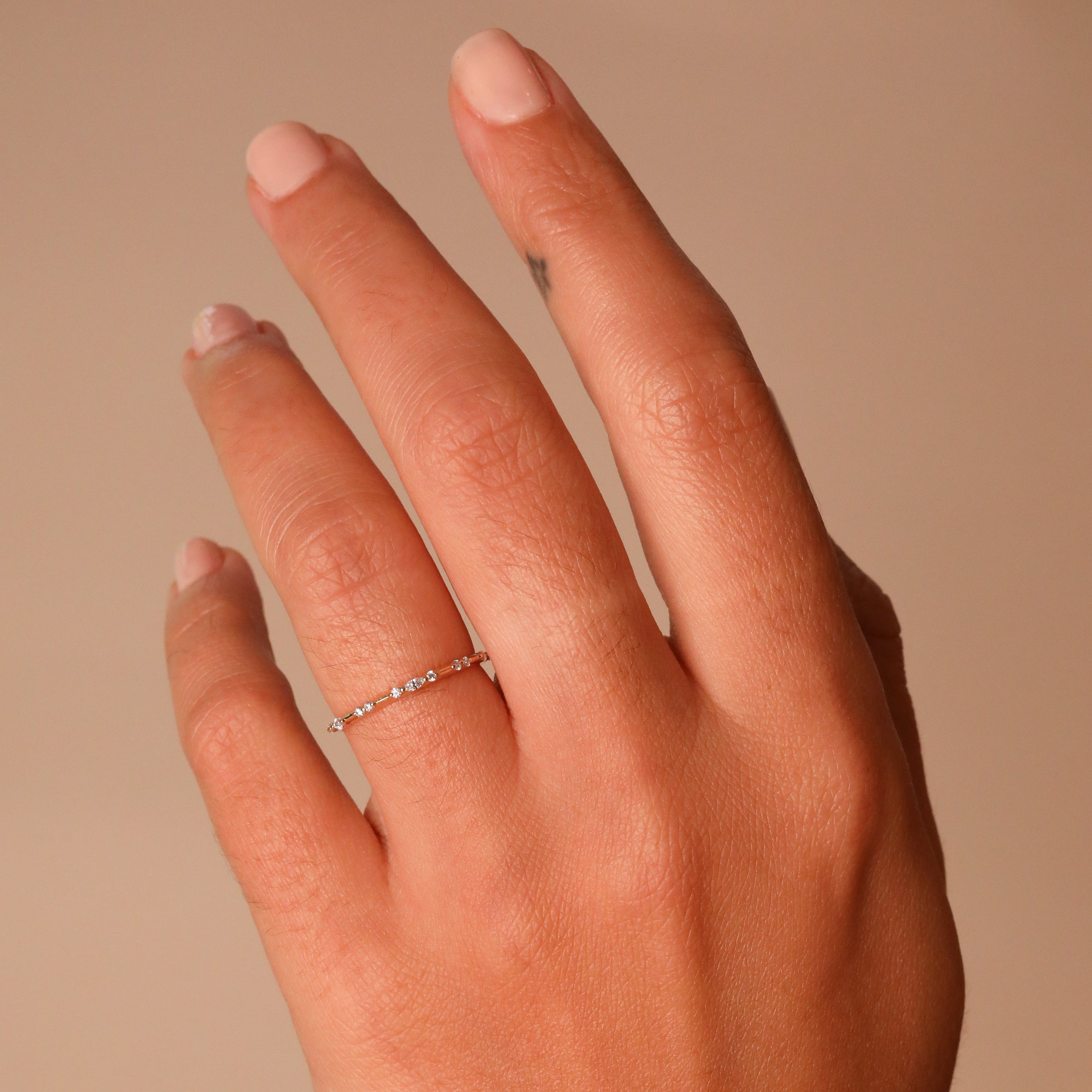 Amelie Straight Diamond Wedding Band | Round & Marquise Cut