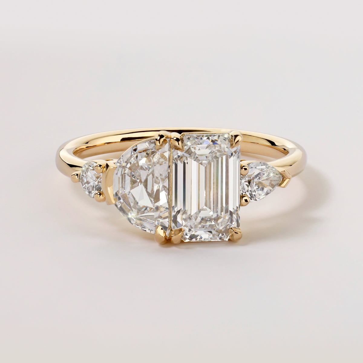 Toi Et Moi Cluster Emerald and Half Moon Lab Grown Diamonds