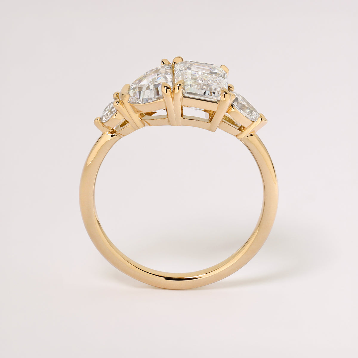 Toi Et Moi Cluster Emerald and Half Moon Lab Grown Diamonds