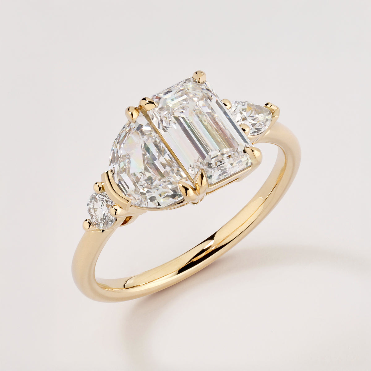 Toi Et Moi Cluster Emerald and Half Moon Lab Grown Diamonds