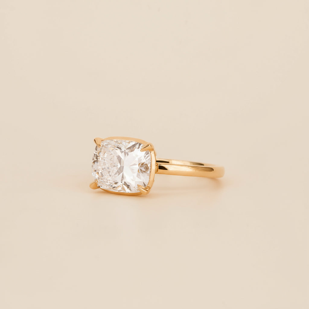 Aaren 2.92ct Cushion Cut Lab-Grown Diamond East-West Solitaire in 18ct Yellow Gold