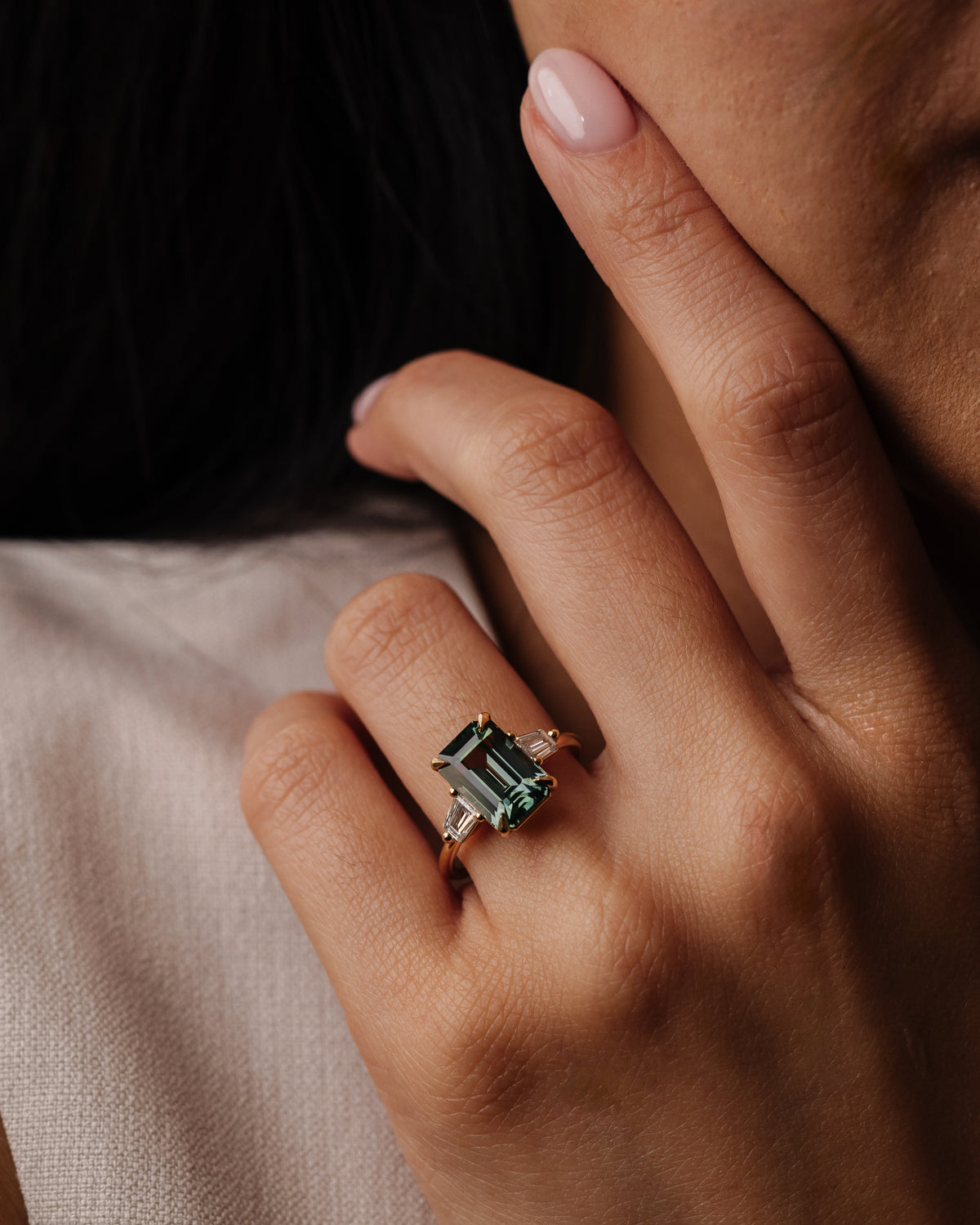 Odessa Emerald Cut 3.98ct Teal Madagascan Sapphire