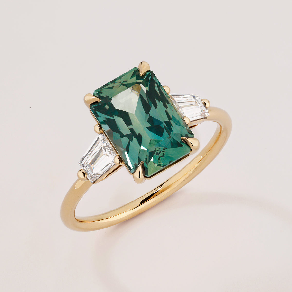 Odessa Emerald Cut 3.98ct Teal Madagascan Sapphire