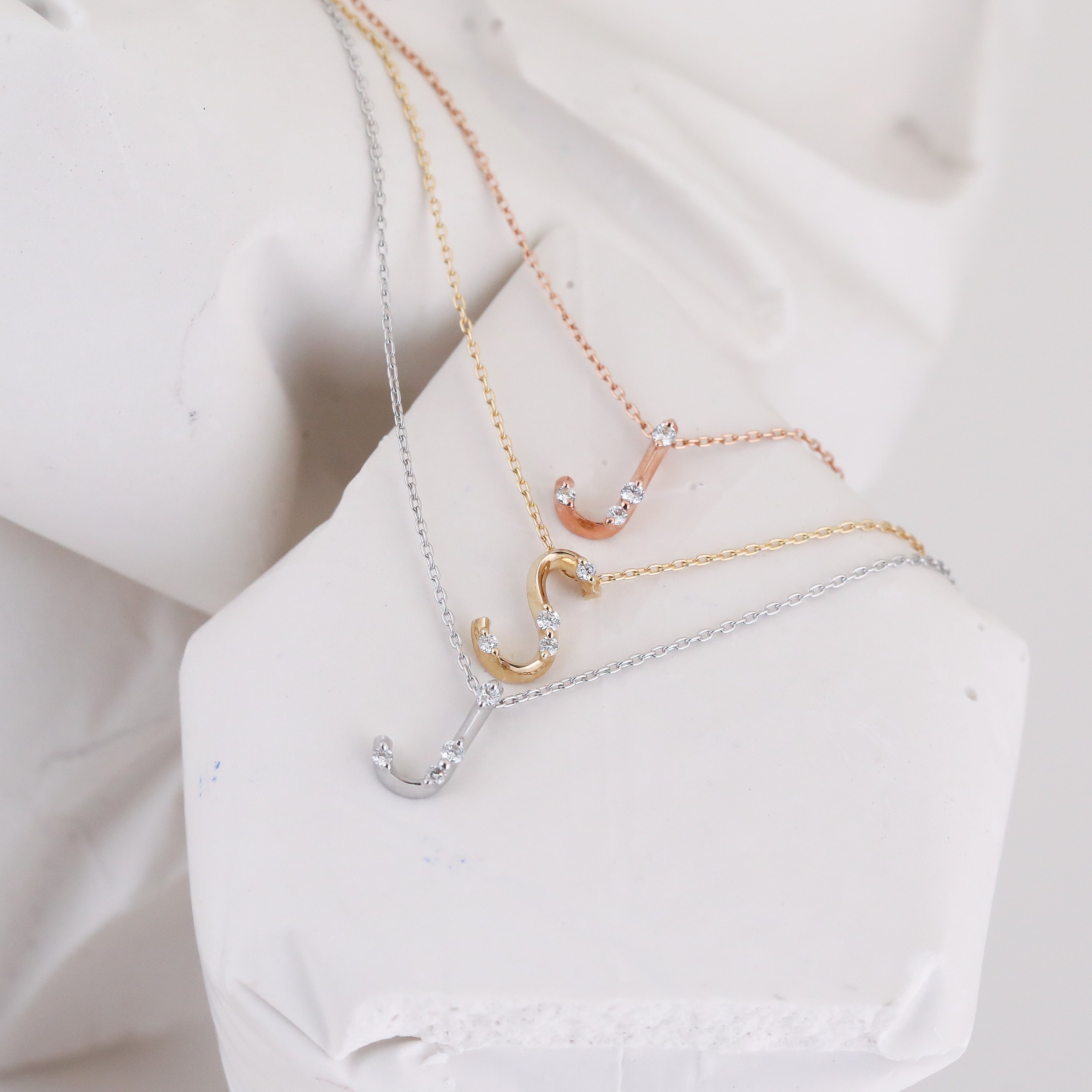 Amelie Initial Necklace - Diamond Letter Pendant Personalised Fine Jewellery