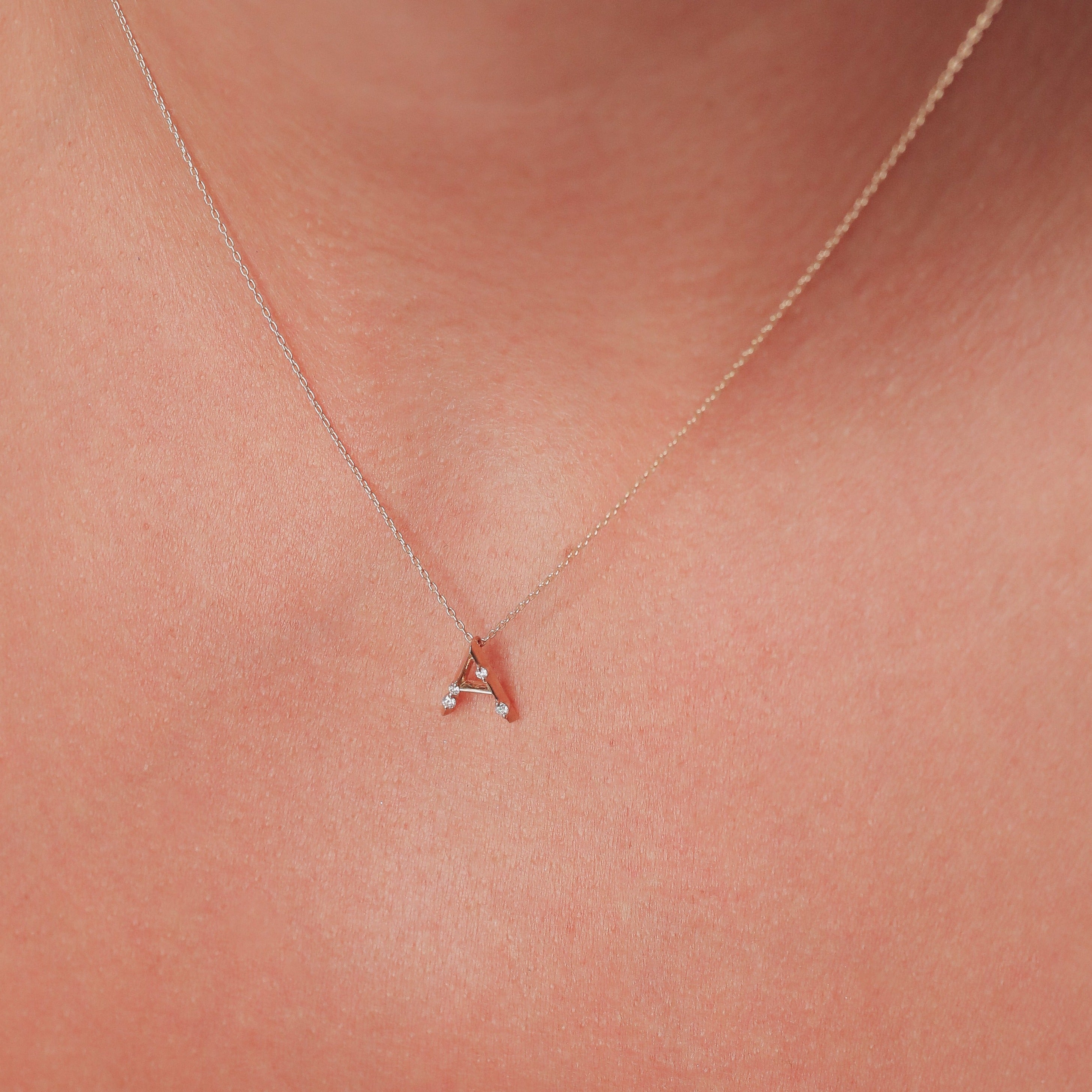 Amelie Initial Necklace - Diamond Letter Pendant Personalised Fine Jewellery