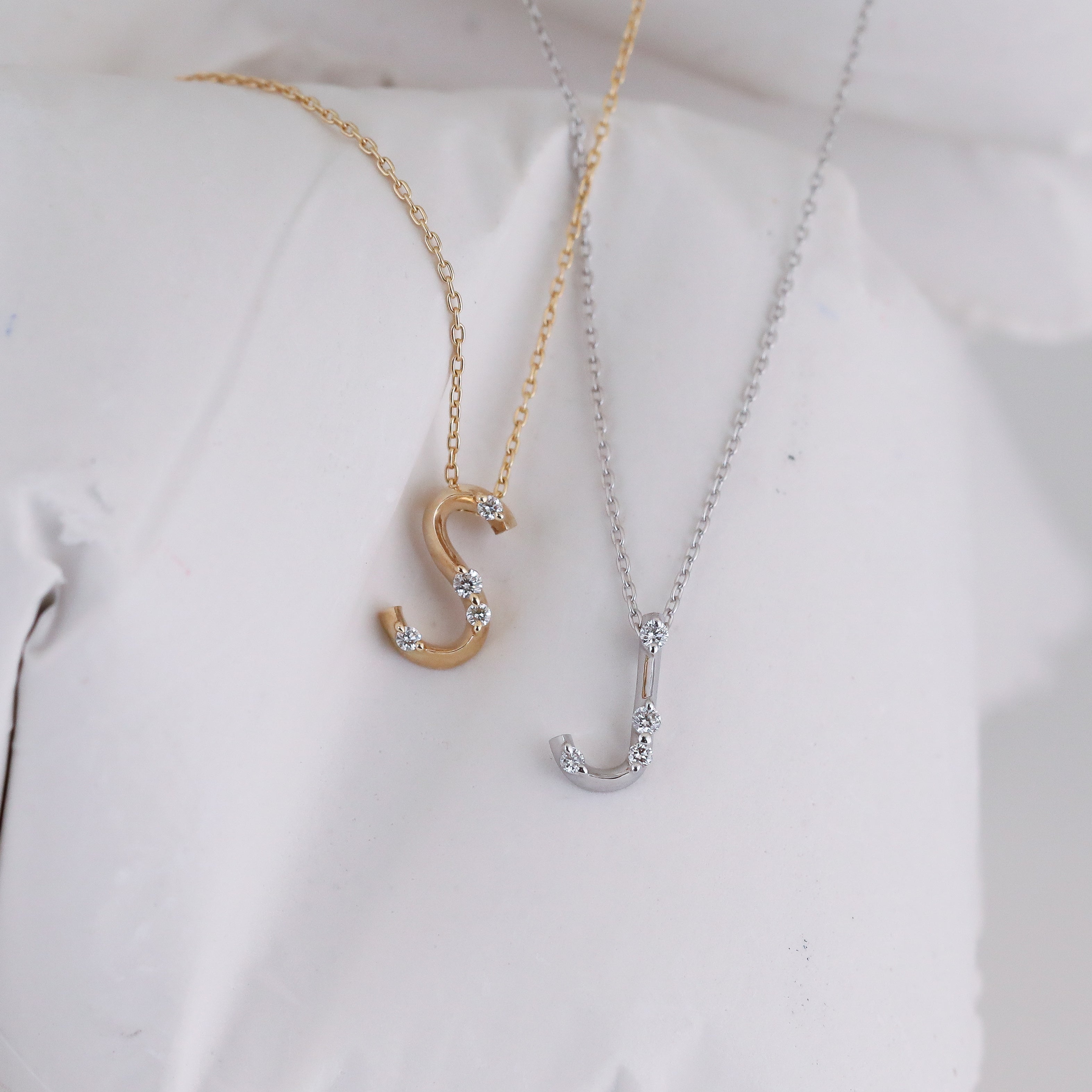 Amelie Initial Necklace - Diamond Letter Pendant Personalised Fine Jewellery