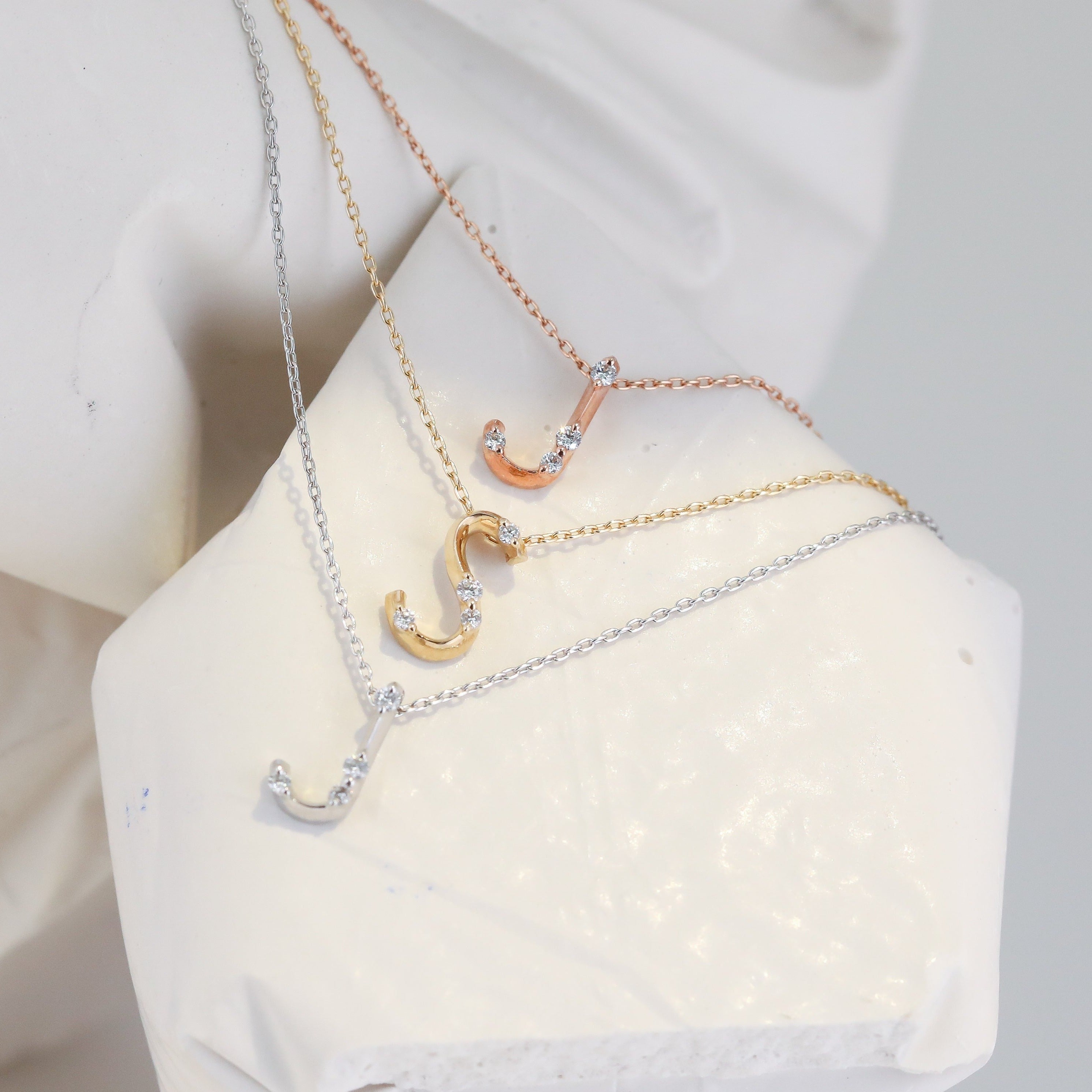 Amelie Initial Necklace - Diamond Letter Pendant Personalised Fine Jewellery